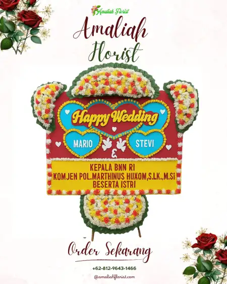 Papan Bunga Pernikahan Cawan